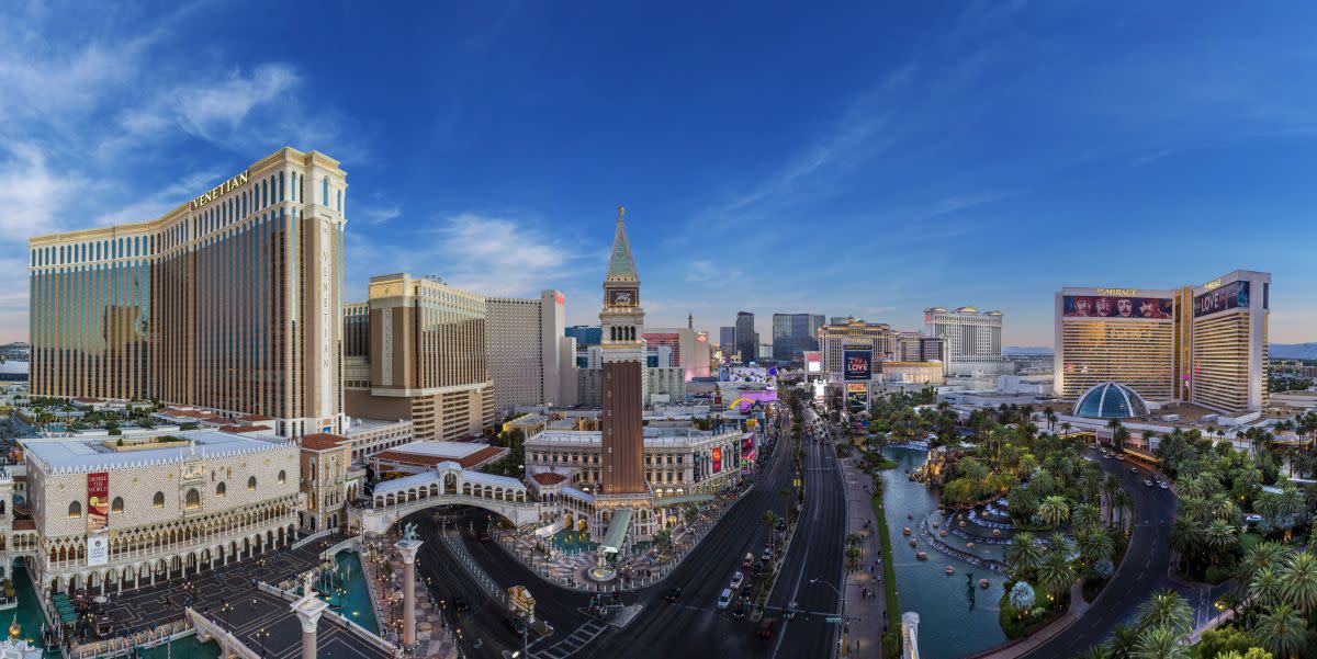 An aerial shot of the Vegas Strip.